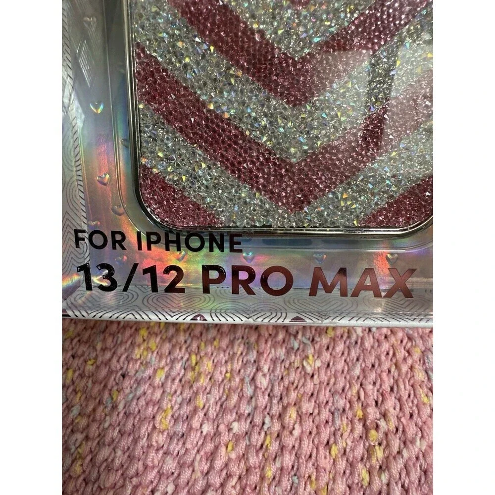 xo poppy iPhone 13 / 12 Pro Max Case MAGSAFE Rhinestone Pink Heart Glitter New